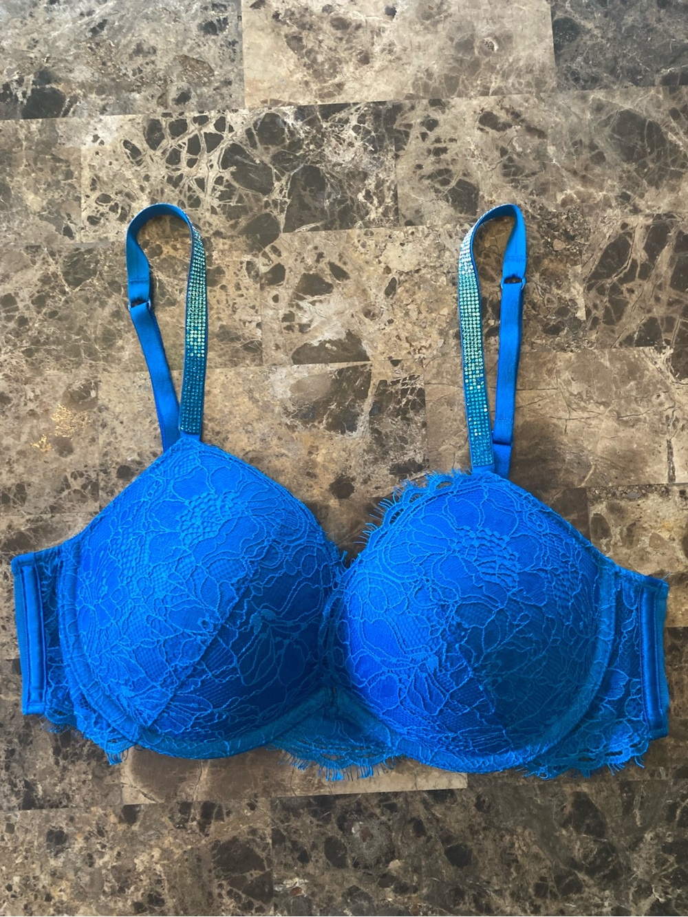 Victoria's Secret Very Sexy Push Up Bra Gradient Bling Aqua Blue 36B - Rare